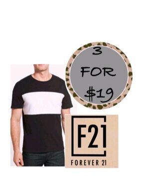 3/$19 Forever 21 color block wide stripe textured short sleeve shirt